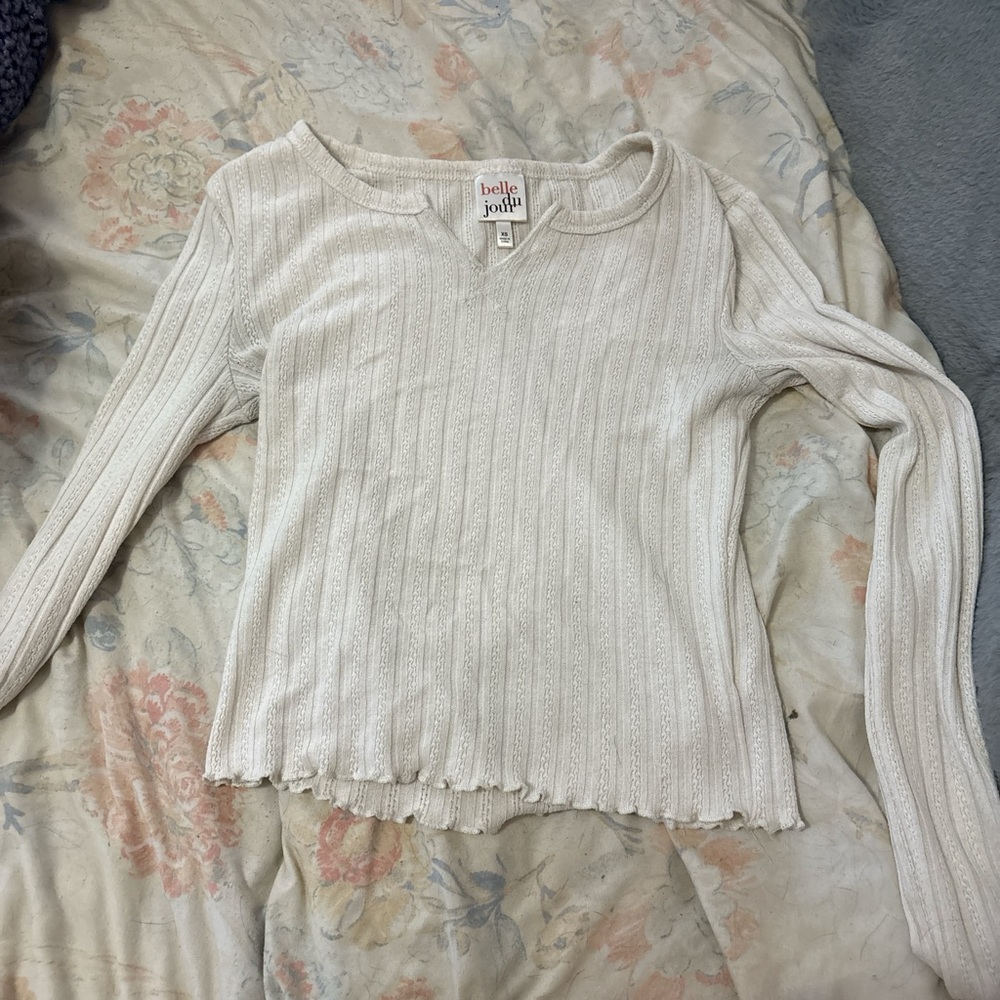Belle Du Jour Cream Textured Knit Top